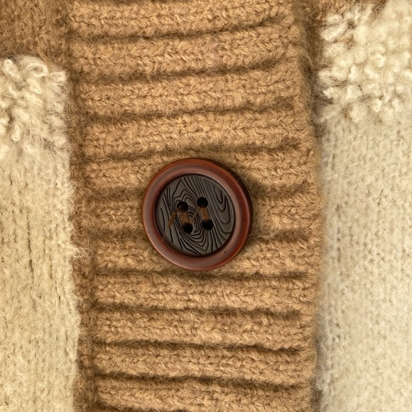 Lush Checkered  Cardigan Cream Camel Size Small New With Tags - Picture 5 of 10